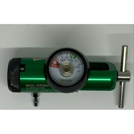 Invacare Oxygen Tank Regulator Model Mini TRM8-8B 0-8 LPM. CGA870 w/Barb Outlet TAGTRM15-8B
